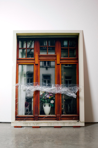 Leon & Johannes, 2014, c-print, diasec, wood, foil, 195 x 145 cm, in: Central Saint Martins Degree Show I, 2014, Lethaby Gallery, London